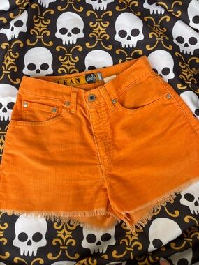 Levi's Bright Orange Corduroy High-Waist Shorts